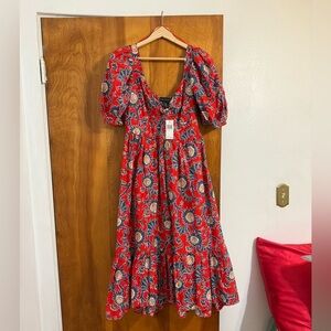NWT House of Harlow 1960 Floral Red Dress